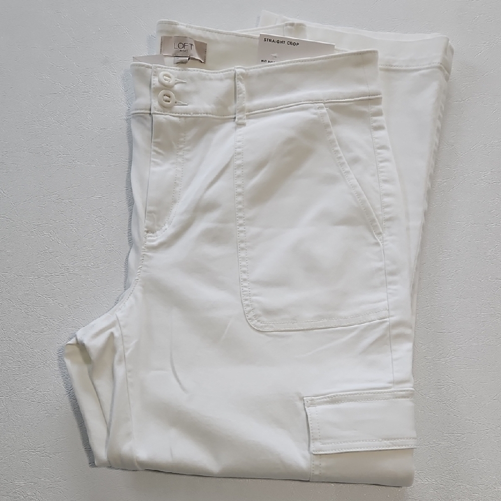 LOFT White Ankle Cropped Pants